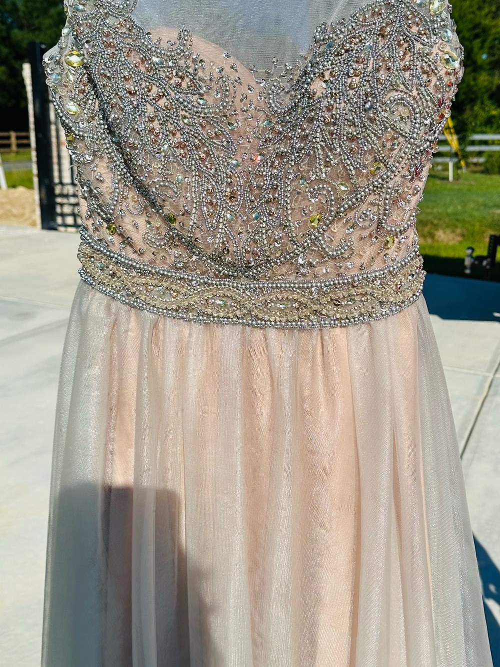 Terani Couture Beaded Blush Pink Evening Gown